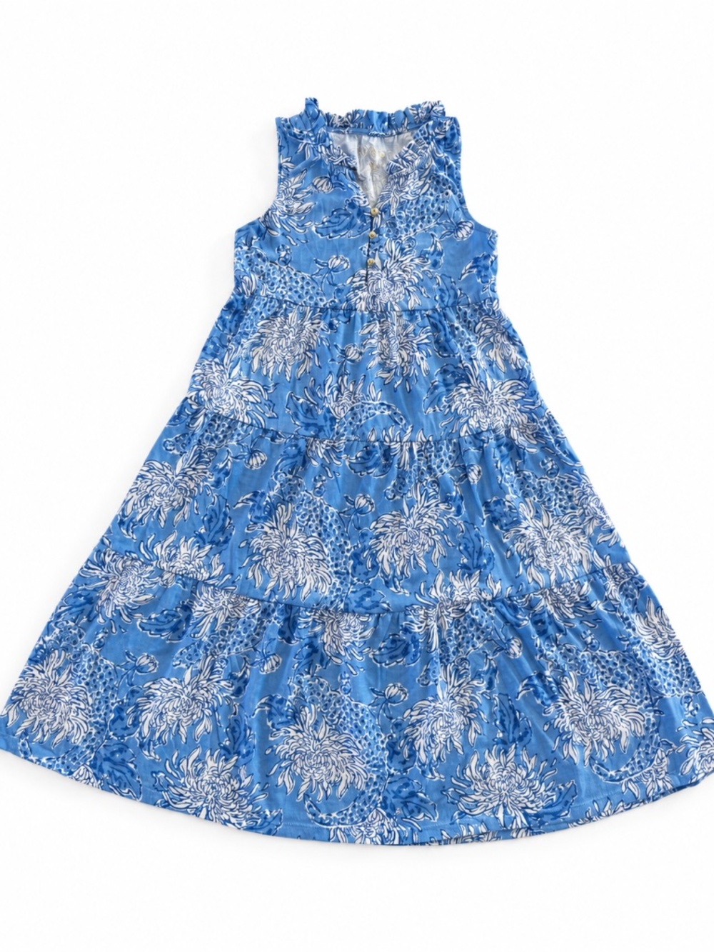 Lilly Pulitzer Mini Malone Dress S 4-5 Sound the Sirens Blue Maxi